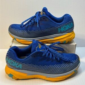 HOKA Torrent 2 Mens Size 7 Trail Running Shoes Blue Yellow Sneakers